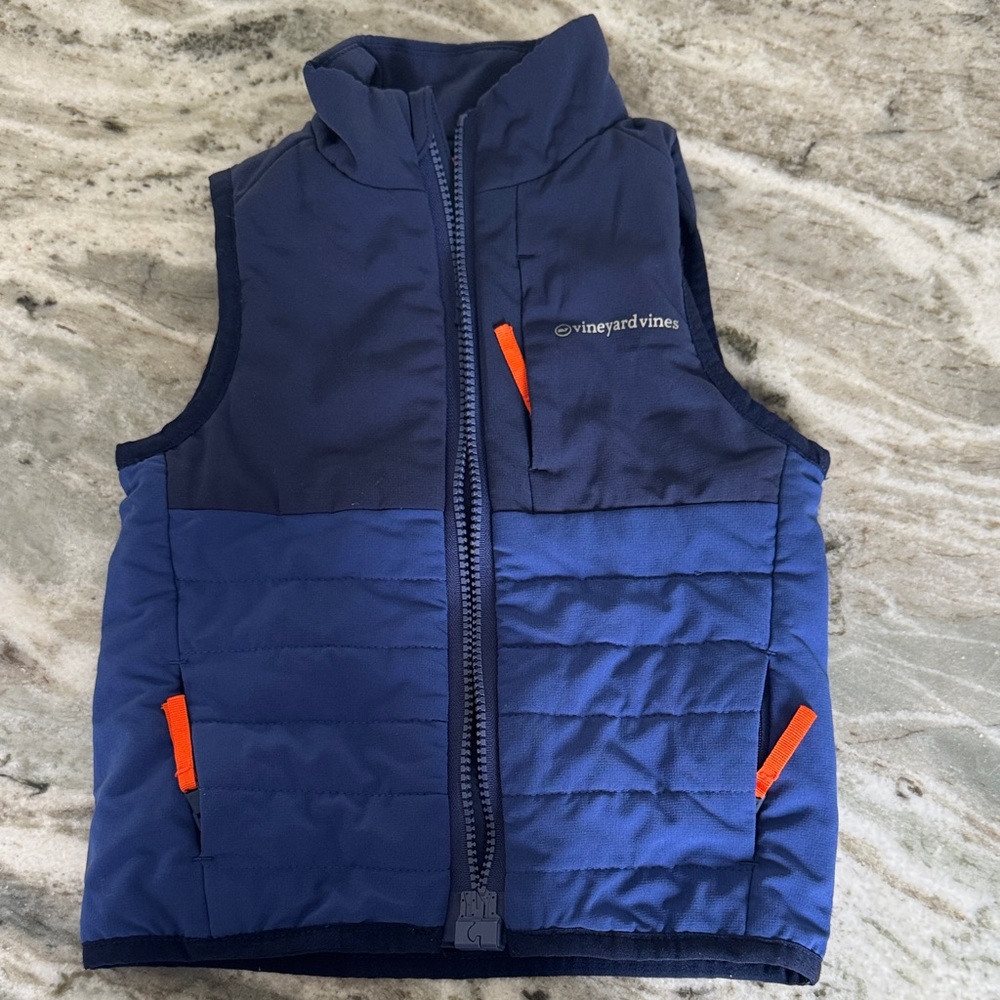 Vineyard Vines Navy and Royal Blue Vest with Orange Details